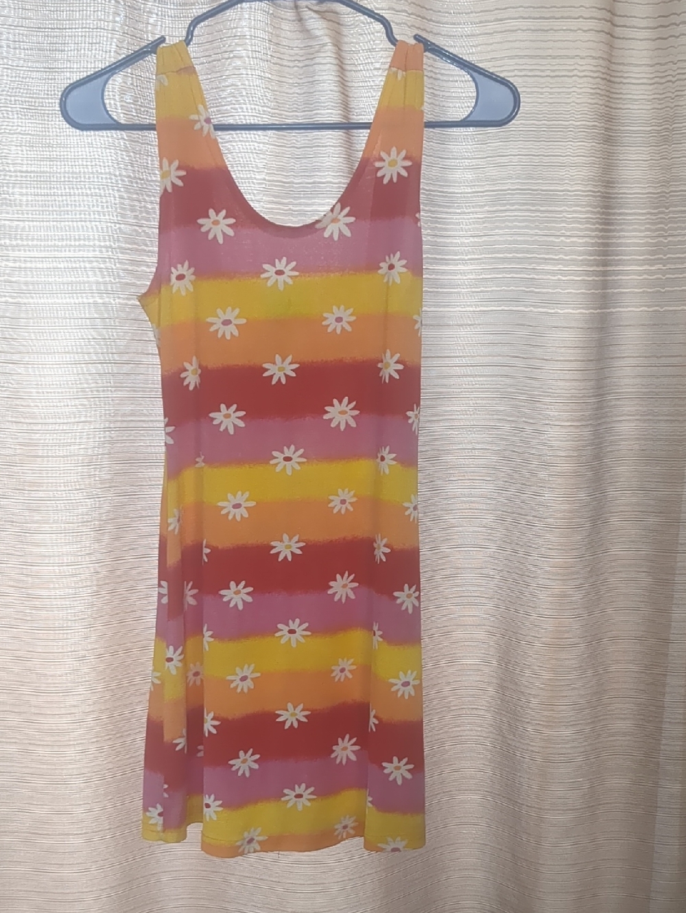 Sleeveless Daisy Stripe Mini Dress in Pink & Yellow